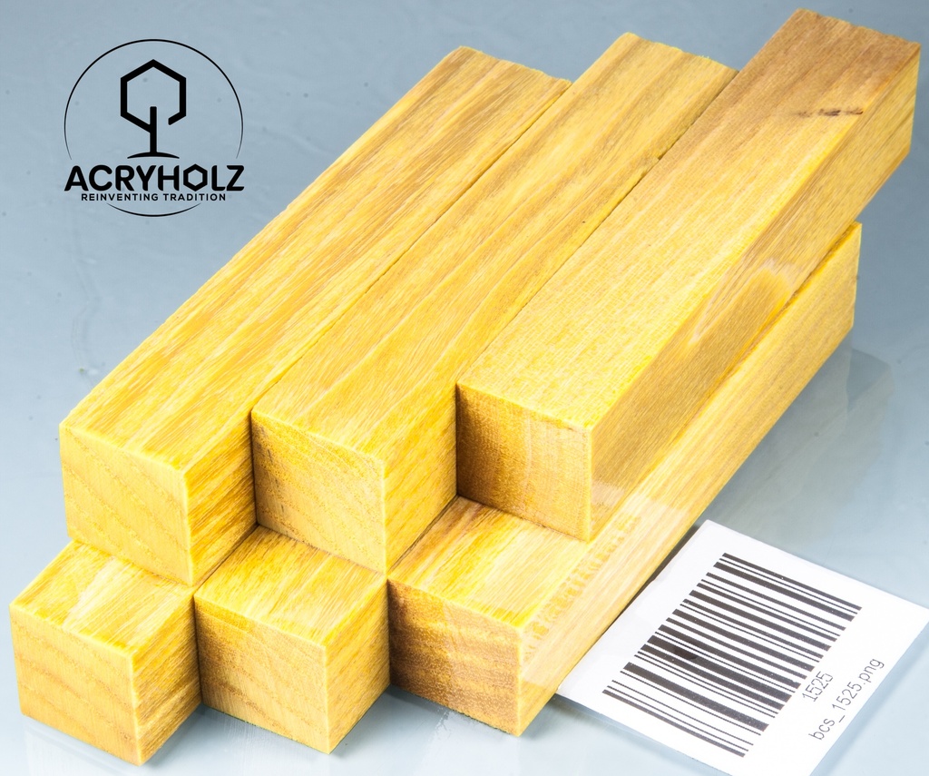 Esche Stiftrohling gelb stabilisiert | 100x20x20 | acryholz | 1525