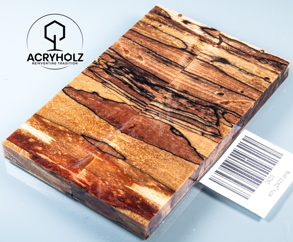Haya Spalted Estabilizado Cachas | 130x40x10 | Mango de Cuchillo 2423