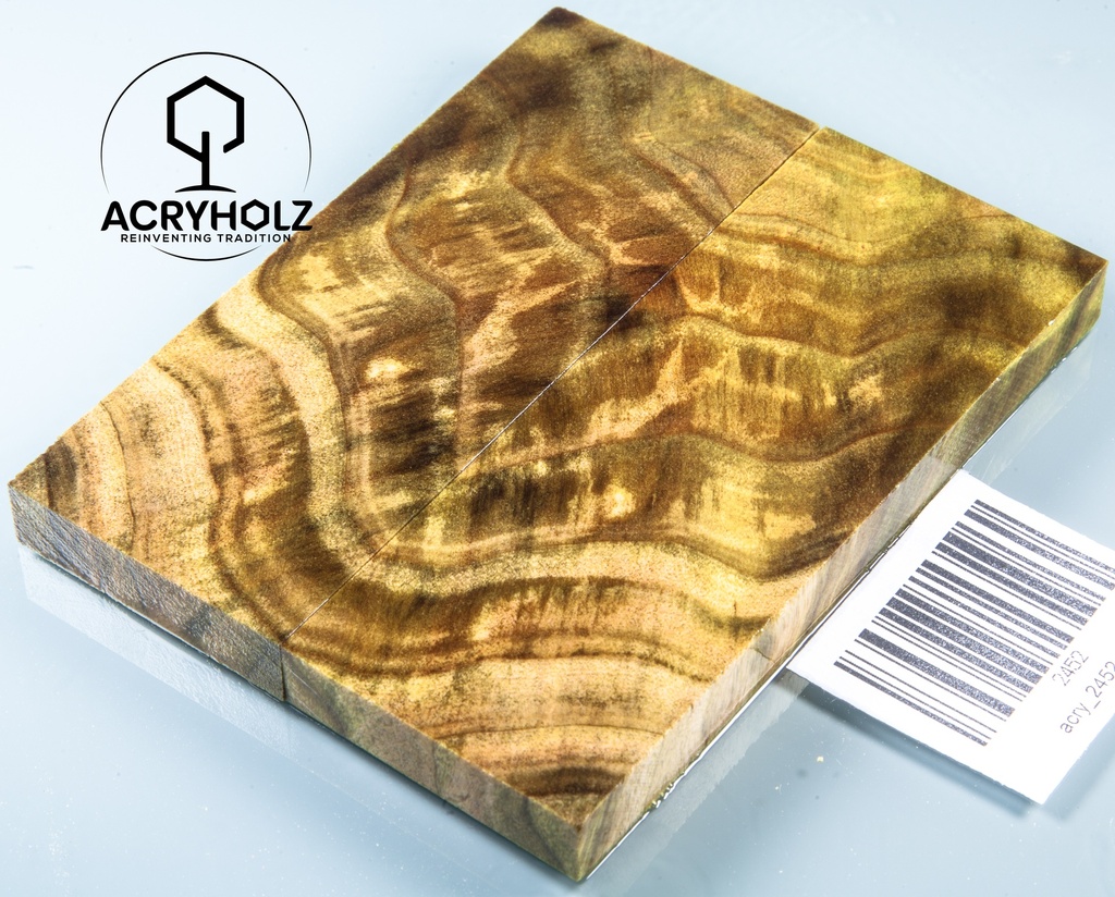 Pappel Griffschalen stabilisiert | 120x45x10| ACRYHOLZ | Messer | Griffholz 2452