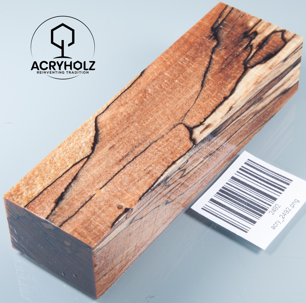 Beech Spalted Stabilized Handle Block | 140x40x30 | Knife Handle 2492