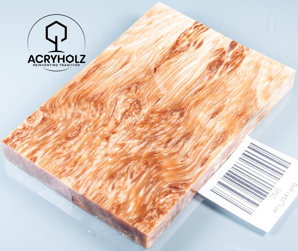 Abedul Burl Cachas Estabilizado | 120x40x10 | acryholz | Mango de Cuchillo | 2541
