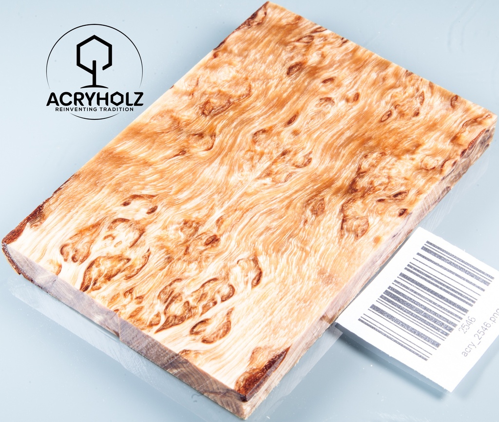 Abedul Burl Cachas Estabilizado | 120x40x10 | acryholz | Mango de Cuchillo | 2545 (Copia)