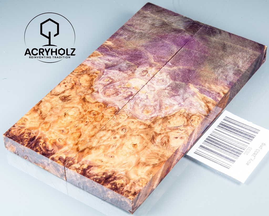 Eschenahorn Maser stabilisiert | acryholz | 140x40x10 | Griffschalenpaar 2833