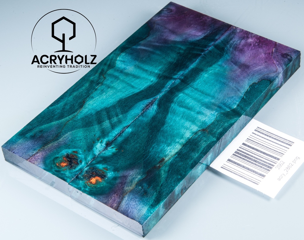 Pappel Griffschalen stabilisiert | 140x45x10| ACRYHOLZ | Messer | Griffholz 2862