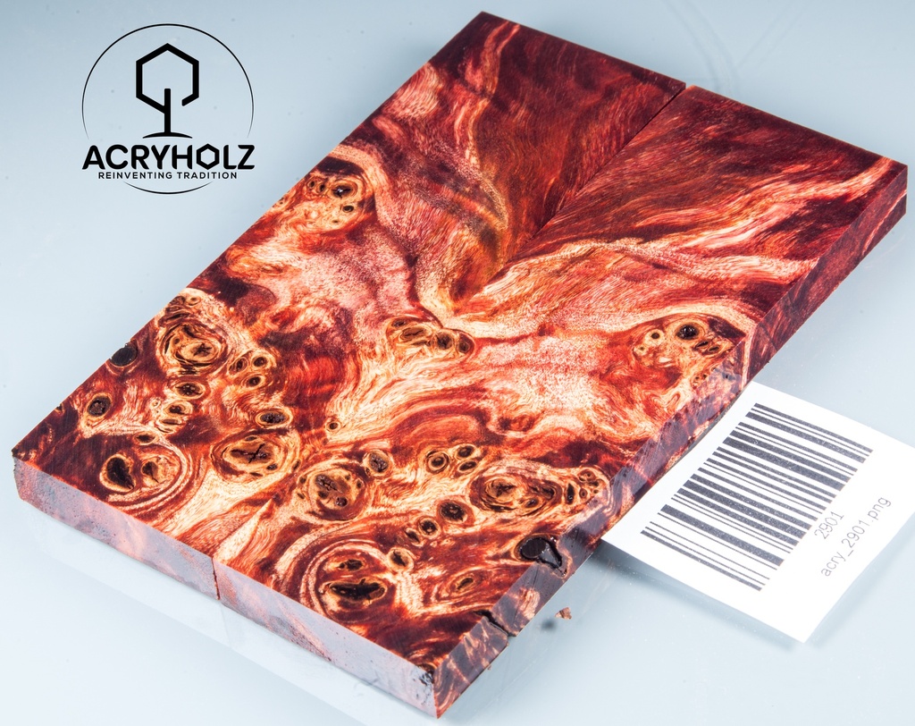 Pappel Griffschalen stabilisiert | 130x40x10| ACRYHOLZ | Messer | Griffholz 2901