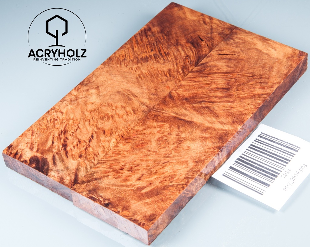 Ahorn Maser Griffschalen stabilisiert | 130x40x10 | acryholz | Messergriff | 2914
