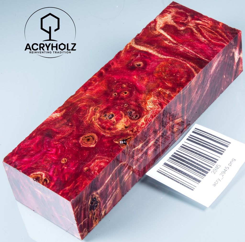 Pappel Maser stabilisiert Griffblock | 130x40x30| ACRYHOLZ | Messergriff 2945