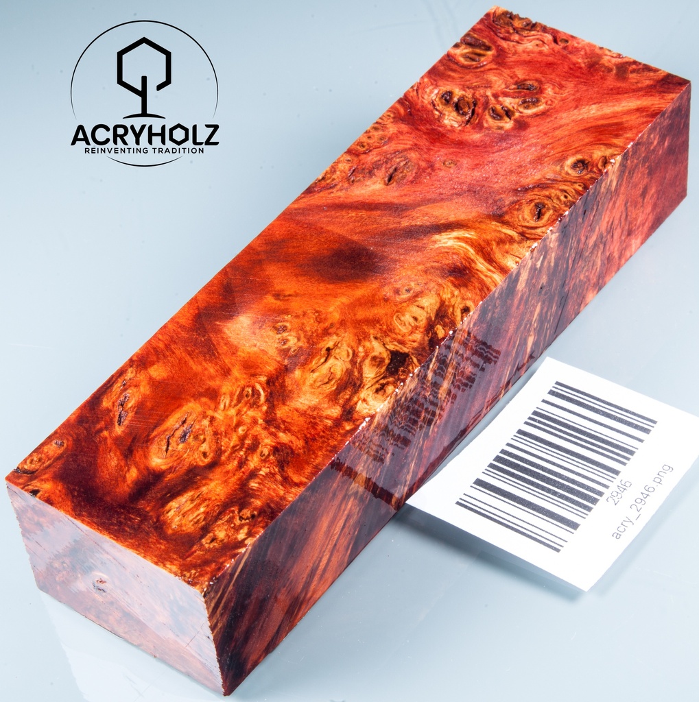 Pappel Maser stabilisiert Griffblock | 140x40x30| ACRYHOLZ | Messergriff 2946
