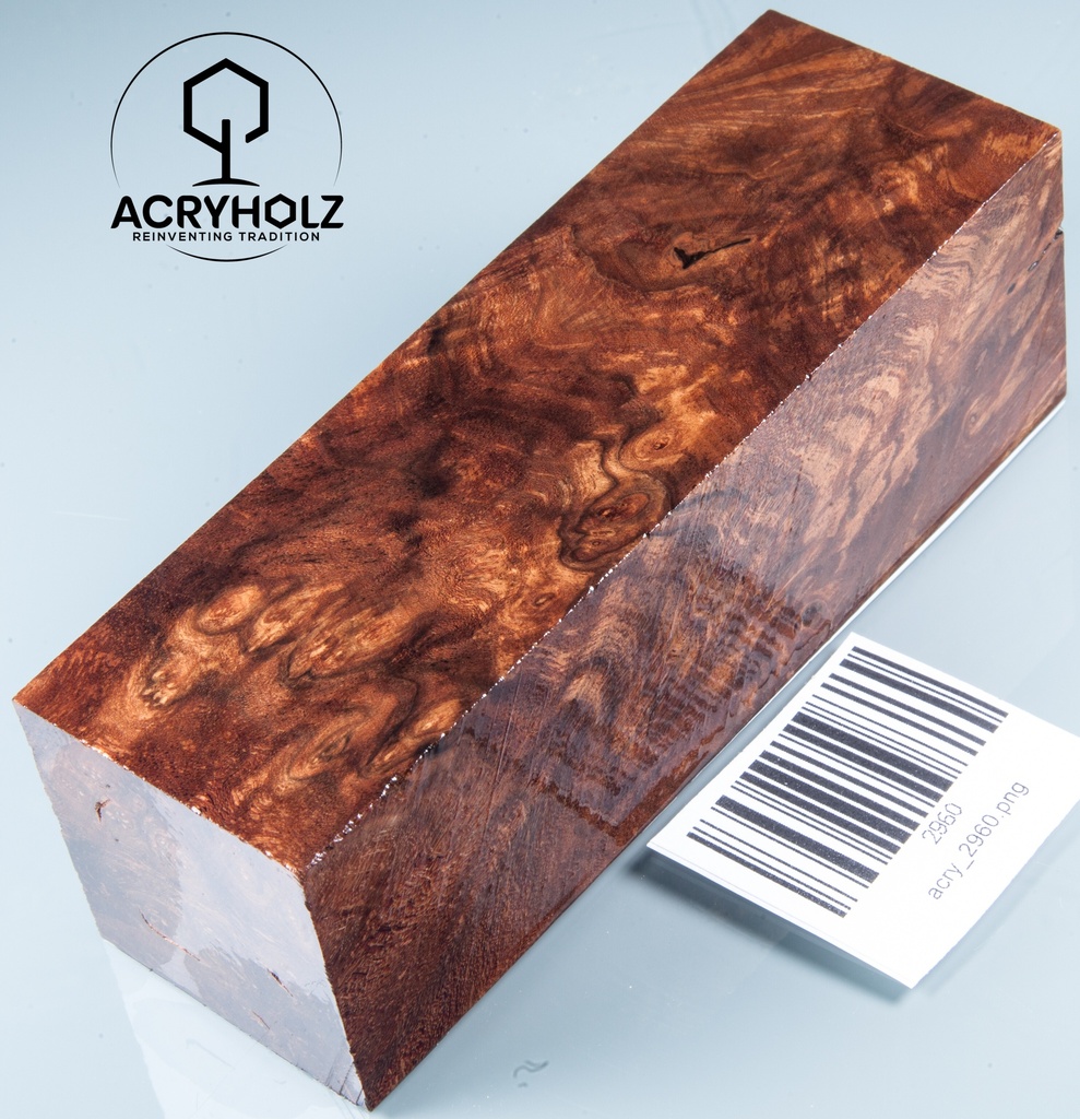 Walnuss Maser Drechselholz stabilisiert | 130x40x40 | acryholz | 2960