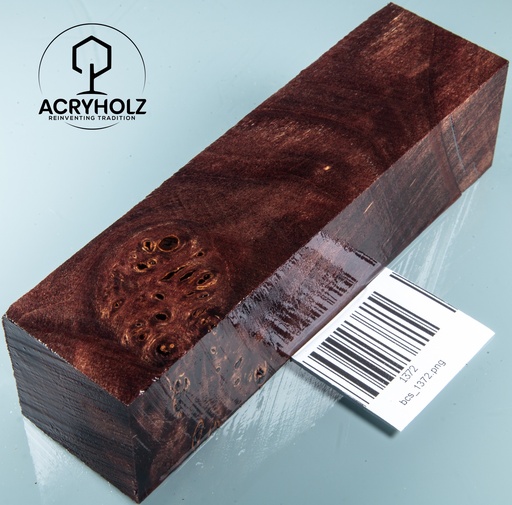 [1372] Álamo Burl Estabilizado Madera para Tornear | 150x40x40 | ACRYHOLZ | Mango de Cuchillo 1372