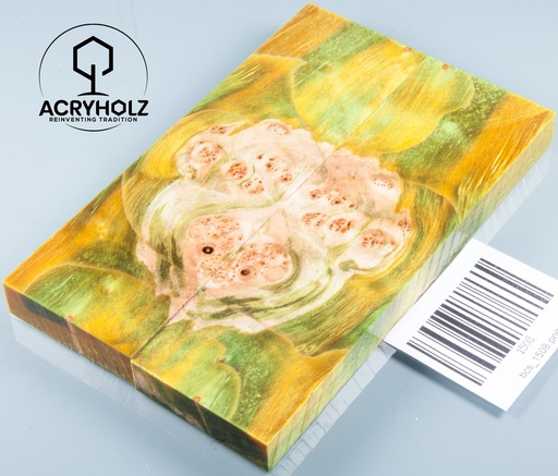 [1508] Arce Burl Cachas Estabilizado | 130x40x10 | acryholz | Mango de Cuchillo | 1508