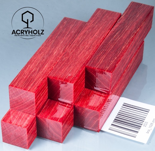 [1528] Frassino Blank per Penna Rosso Stabilizzato | 100x20x20 | acryholz | 1528