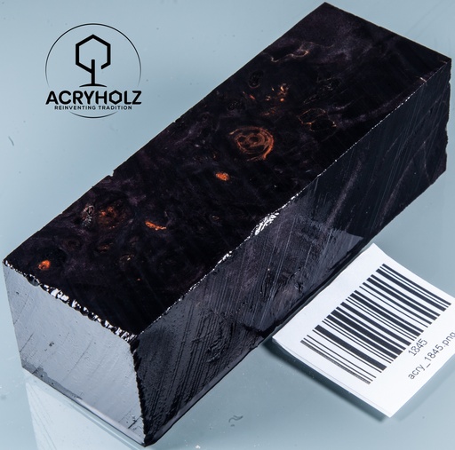 [1845] Poplar Burl Stabilized Turning Wood | 120x40x40 | ACRYHOLZ | 1845