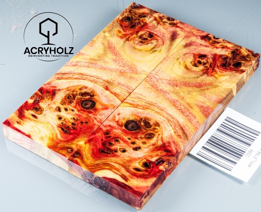 [2194] Peuplier Plaquettes de Manche Stabilisé | 130x45x10 | ACRYHOLZ | Couteau | Bois pour Manche 2194