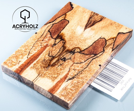 [2414] Beech Spalted Stabilized Handle Scales | 120x40x10 | Knife Handle 2414