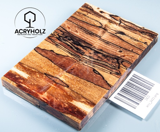 [2423] Beech Spalted Stabilized Handle Scales | 130x40x10 | Knife Handle 2423