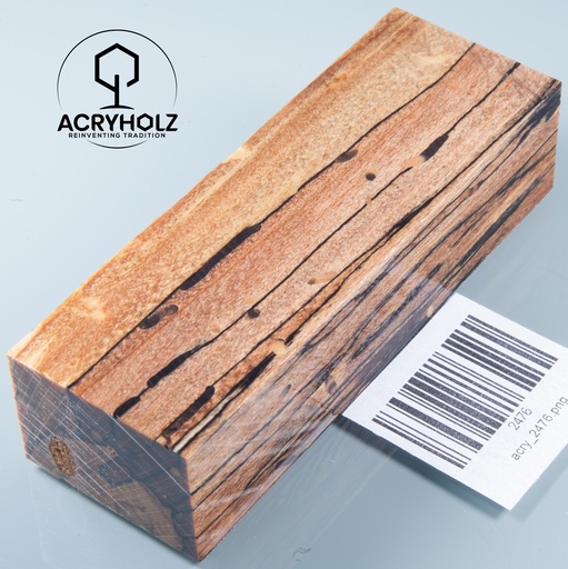 [2476] Beech Spalted Stabilized Handle Block | 120x40x30 | Knife Handle 2476