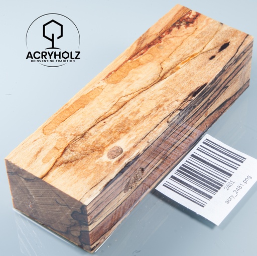 [2481] Faggio Spalted Stabilizzato Blocco per Manico | 120x40x30 | Manico per Coltello 2481