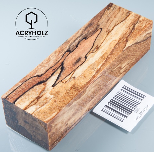 [2500] Beech Spalted Stabilized Handle Block | 140x40x30 | Knife Handle 2500