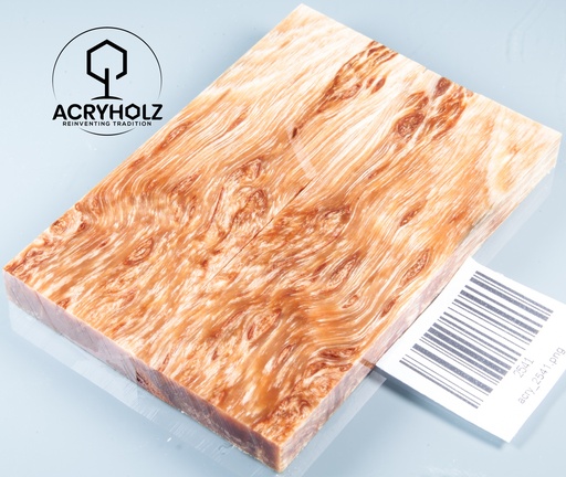 [2541] Birke Maser Griffschalen stabilisiert | 120x40x10 | acryholz | Messergriff | 2541