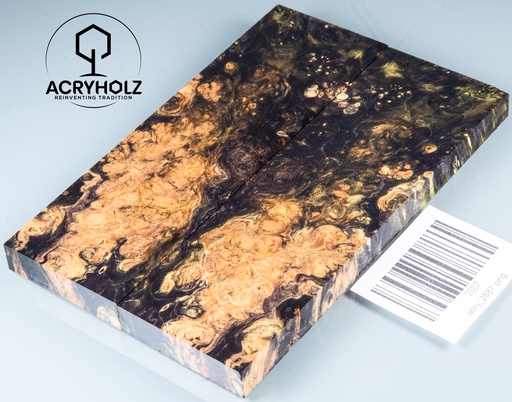 [2887] Eschenahorn Maser stabilisiert | acryholz | 135x45x10 | Griffschalenpaar 2887