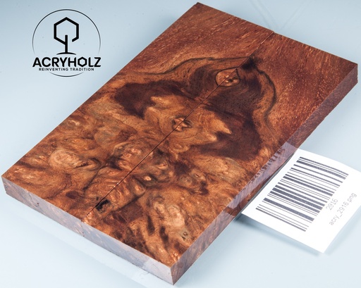 [2916] Walnuss Maser Griffschalen stabilisiert | 130x40x10 | acryholz | 2916